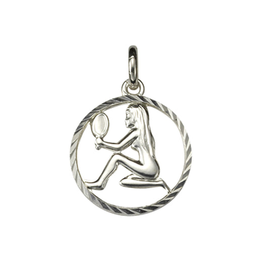 Anhänger Sternzeichen Jungfrau 925/- Sterling Silber rhodiniert mit 15mm Durchmesser und 21mm Länge
