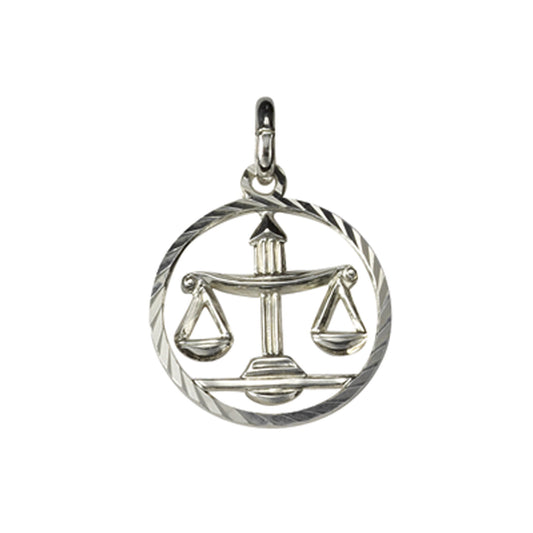 Anhänger Sternzeichen Waage 925/- Sterling Silber rhodiniert mit 15mm Durchmesser und 21mm Länge