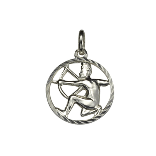 Anhänger Sternzeichen Schütze 925/- Sterling Silber rhodiniert mit 15mm Durchmesser und 21mm Länge