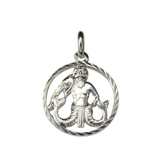 Anhänger Sternzeichen Wassermann 925/- Sterling Silber rhodiniert mit 15mm Durchmesser und 21mm Länge