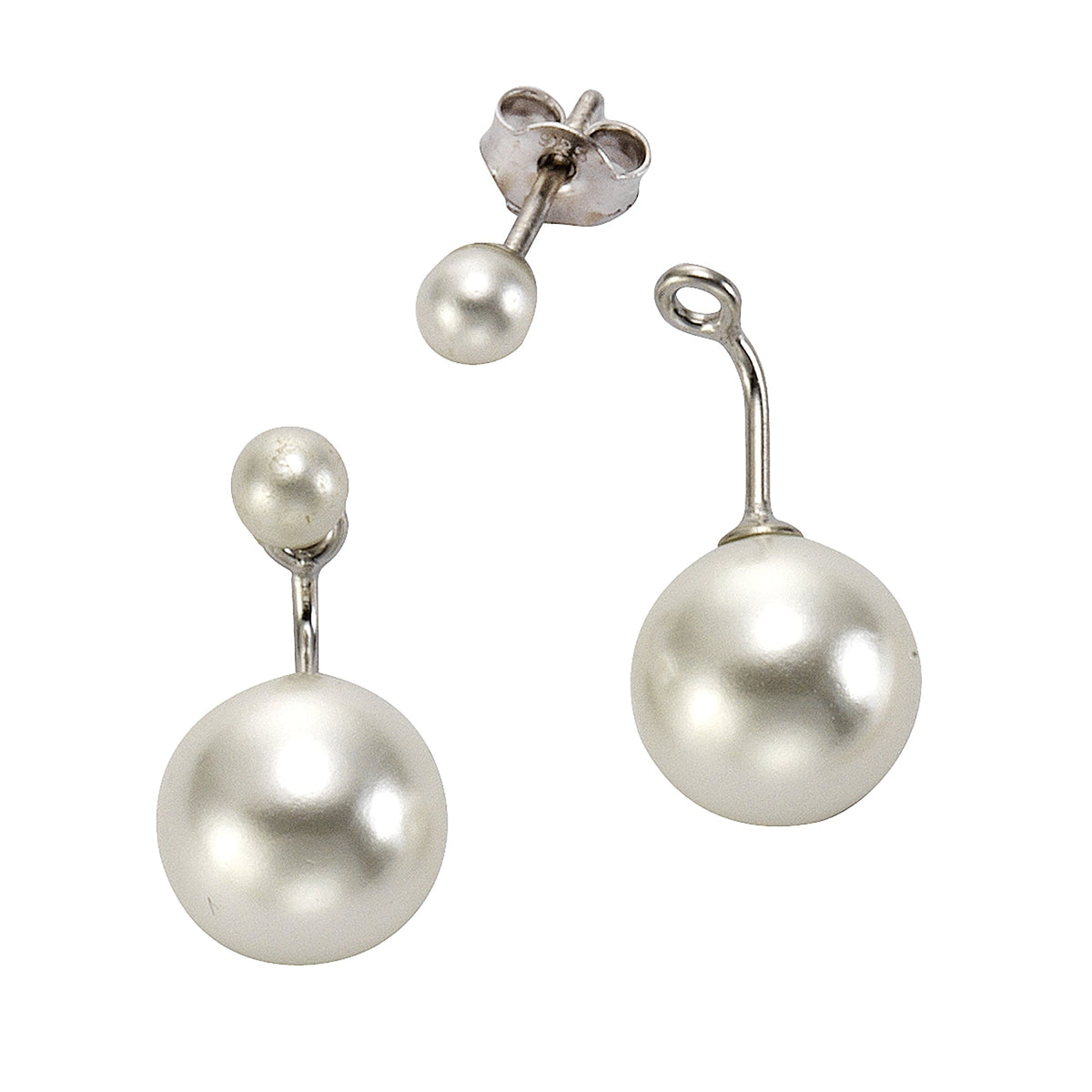 Ohrstecker 925/- Sterling Silber rhodiniert 2,0 cm Perle