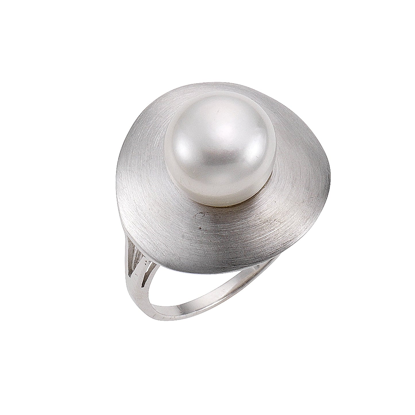 ZEEme Pearls - Damen Perl Ring 925/- Sterling Silber mattiert Süßwasserzuchtperle weiß