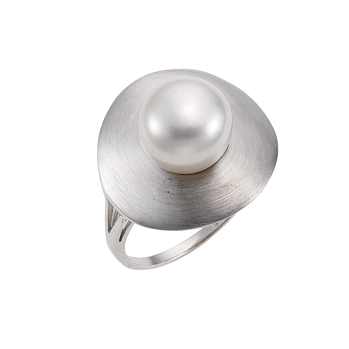 ZEEme Pearls - Damen Perl Ring 925/- Sterling Silber mattiert Süßwasserzuchtperle weiß