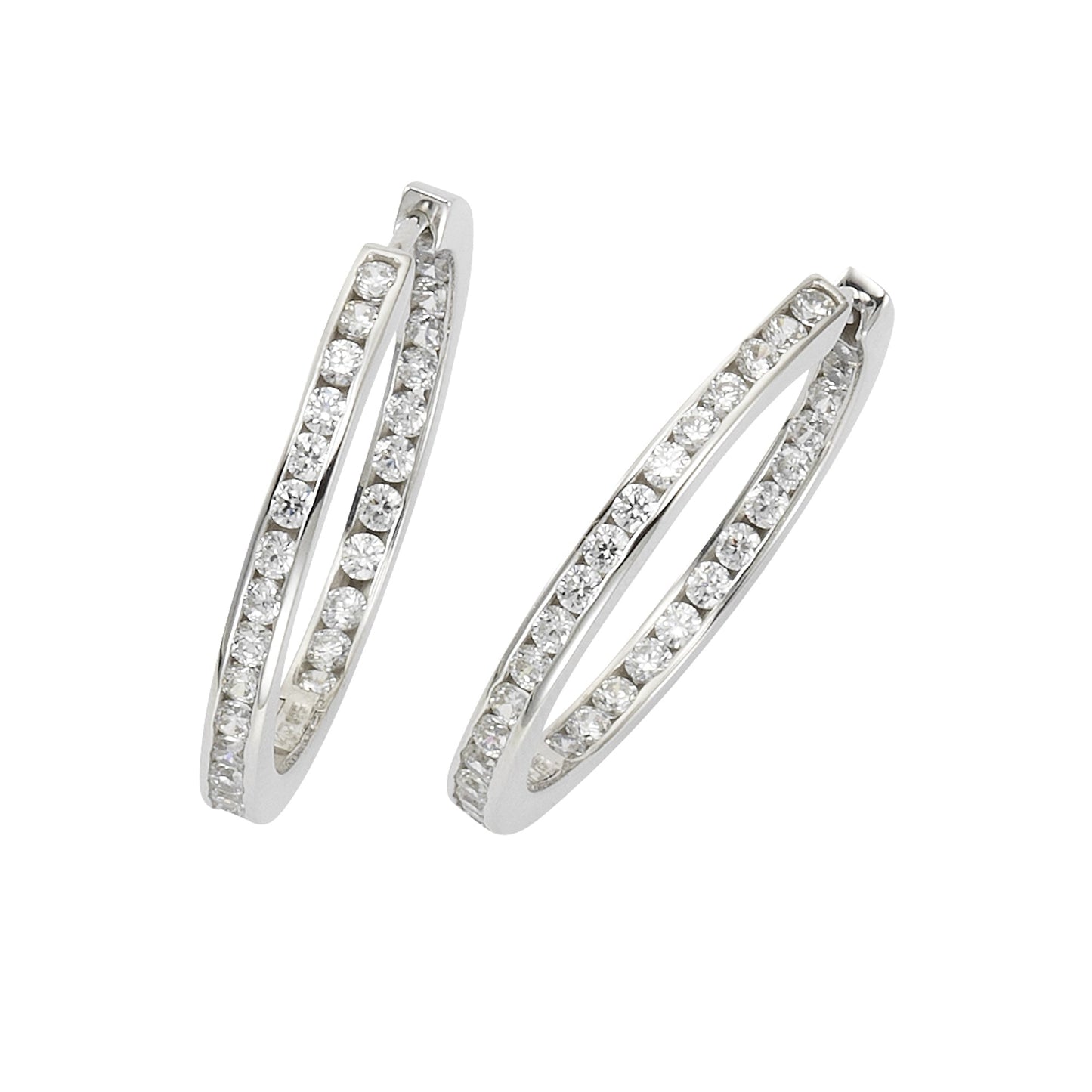 Ohrring 925/- Sterling Silber rhodiniert 3,2cm Zirkonia