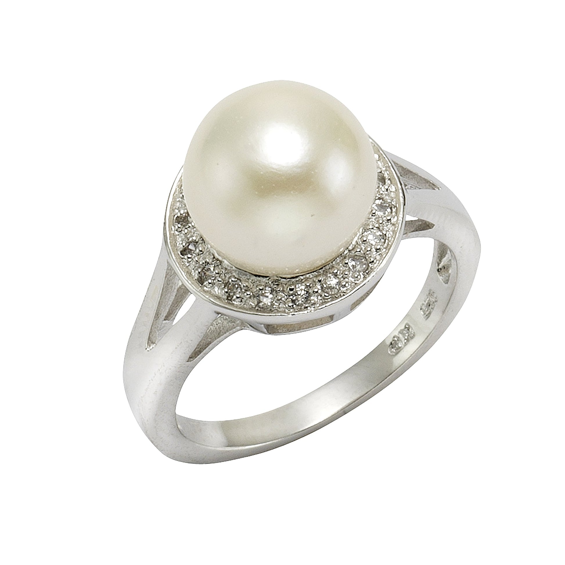 ZEEme Pearls - Ring 925 Sterling Silber Süßwasserzuchtperle Zirkonia weiß