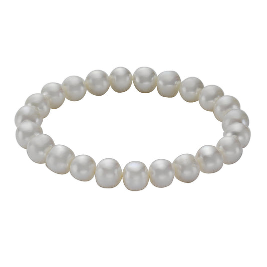 Zeeme Pearls - Stretch Armband Süßwasserzuchtperlen weiß 8-8,5mm. Perlenarmband mit 18cm Länge.