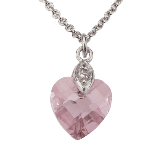 Echtschmuck Anhänger mit Kette Kinder 925er Sterling Silber Zirkonia pink 36/38cm