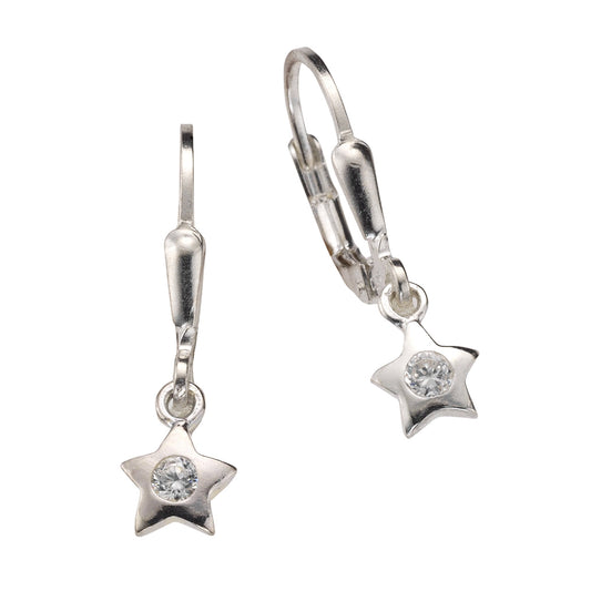 Zeeme for Kids - Kinder-Ohrhänger 925 Sterling Silber Motiv Stern Zirkonia weiß