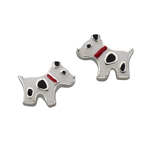 Zeeme for Kids - Kinder-Ohrringe Silber 925 rhodiniert Hund Lack weiß, schwarz, rot