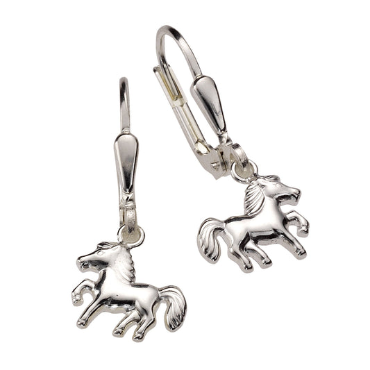 ZEEme for Kids - Kinder-Ohrringe 925 Silber Ohrhänger Motiv Pferde 24mm lang