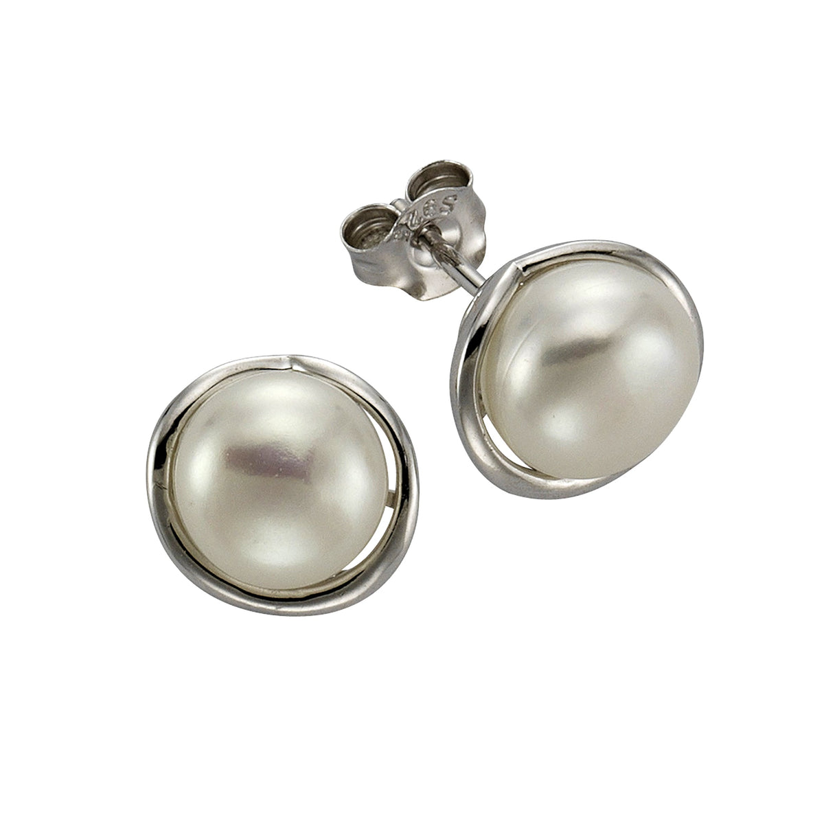 Ohrstecker 925/- Sterling Silber rhodiniert 1,05cm Süßwasserzuchtperle
