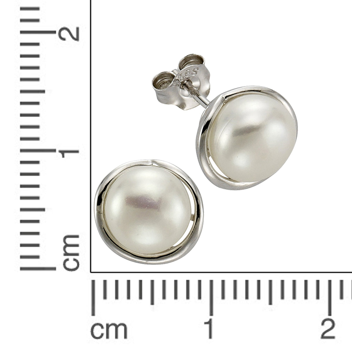 Ohrstecker 925/- Sterling Silber rhodiniert 1,05cm Süßwasserzuchtperle