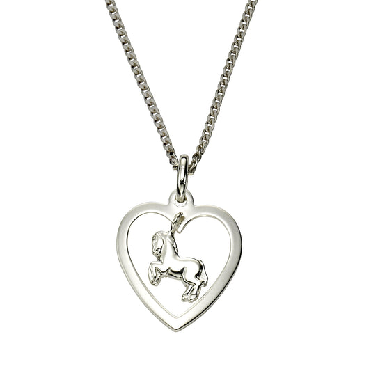 Zeeme for Kids - Kinder-Halskette 925 Sterling Silber 36/38cm lang Herz mit Pferd