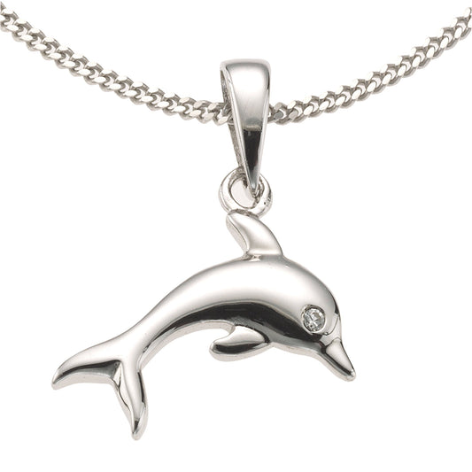 Zeeme for Kids - Kinder-Halskette 925 Sterling Silber rhodiniert Motiv Delfin 36/38cm lang
