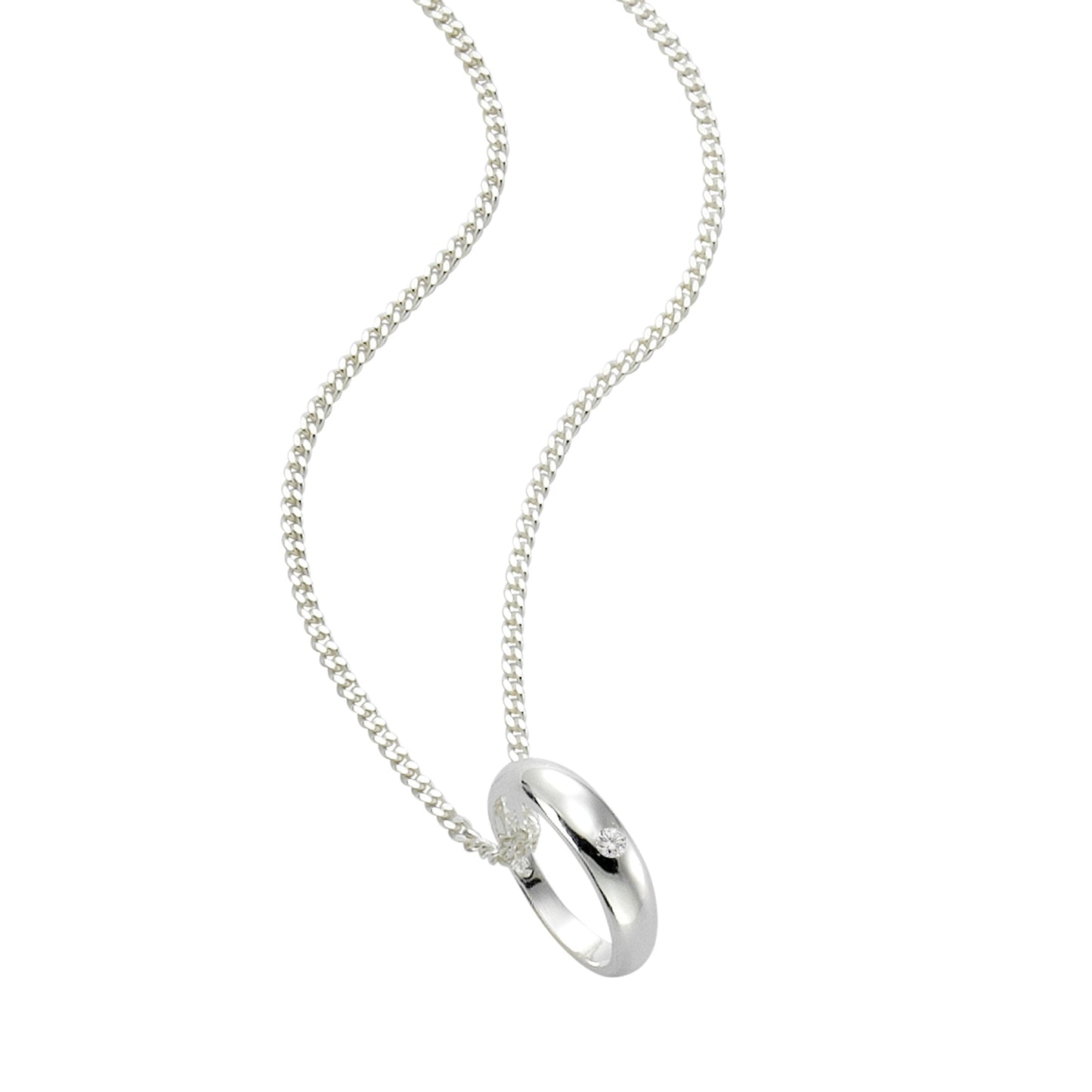 Halskette Panzerkette 925/- Sterling Silber 38,0cm Diamant 0,01 ct.