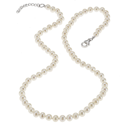 Collier Perlkette 925/- Sterling Silber rhodiniert 45,0cm Süßwasserzuchtperle