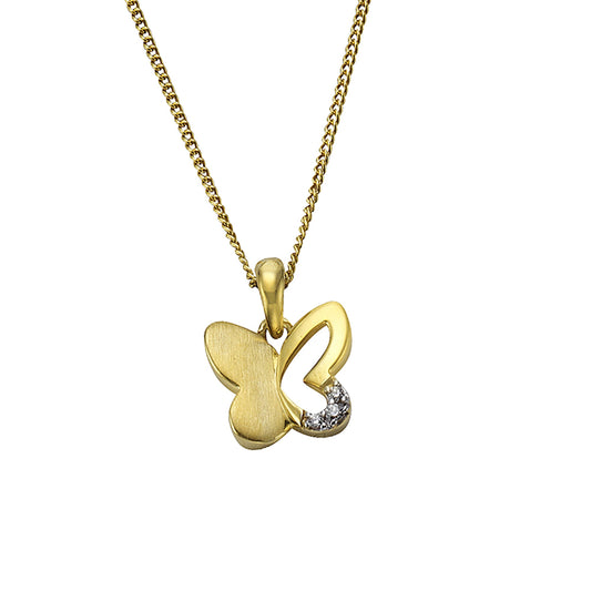 Zeeme for Kids - Kinder-Halskette 333 Gold zweifarbig Schmetterling_motiv 36/38cm lang