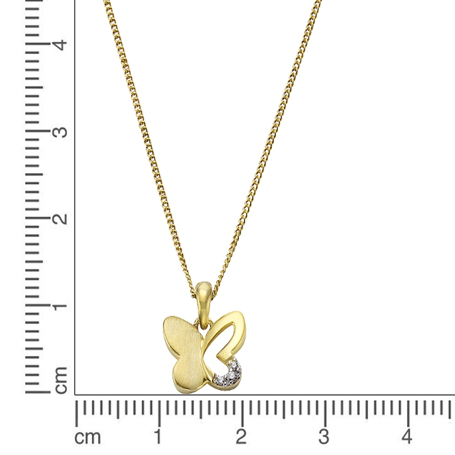 Halskette Flachpanzerkette 333/- Gold rhodiniert (teil) 38,0cm Zirkonia
