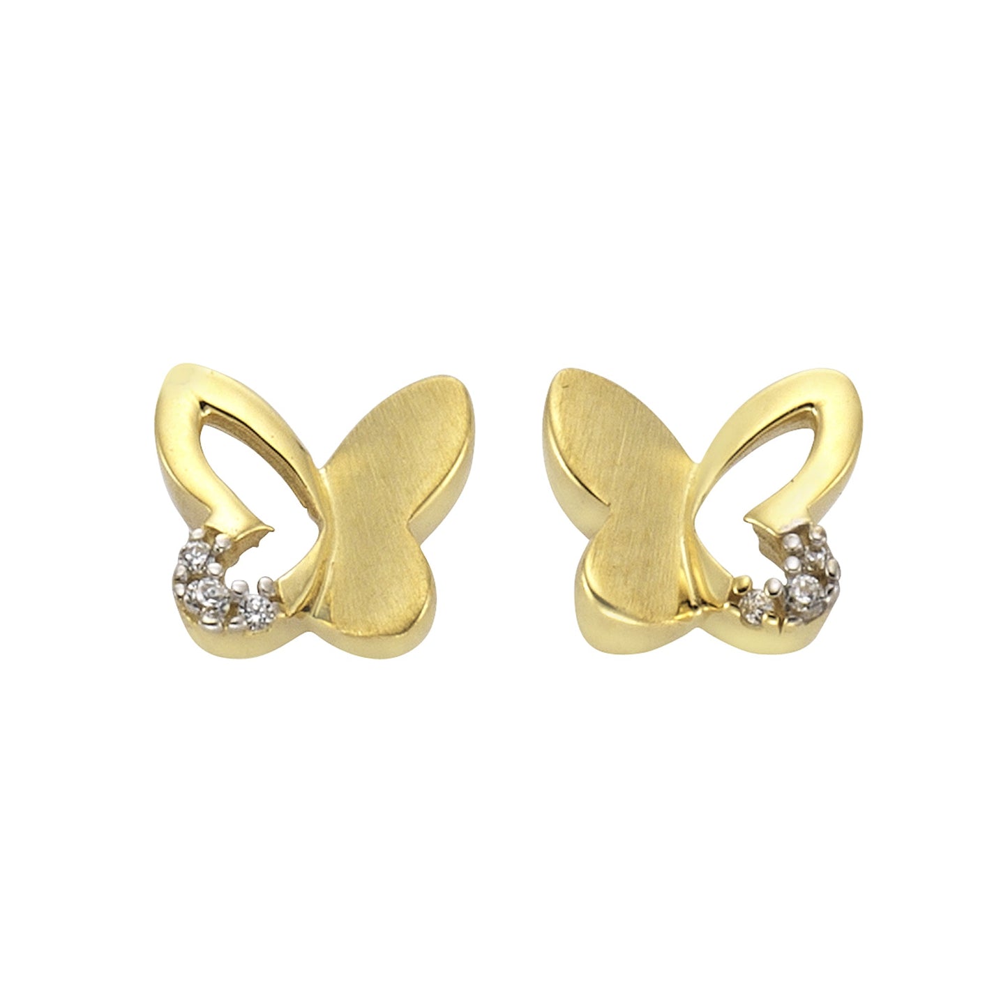 Ohrringe 333/- Gold rhodiniert (teil) 0,6cm Zirkonia