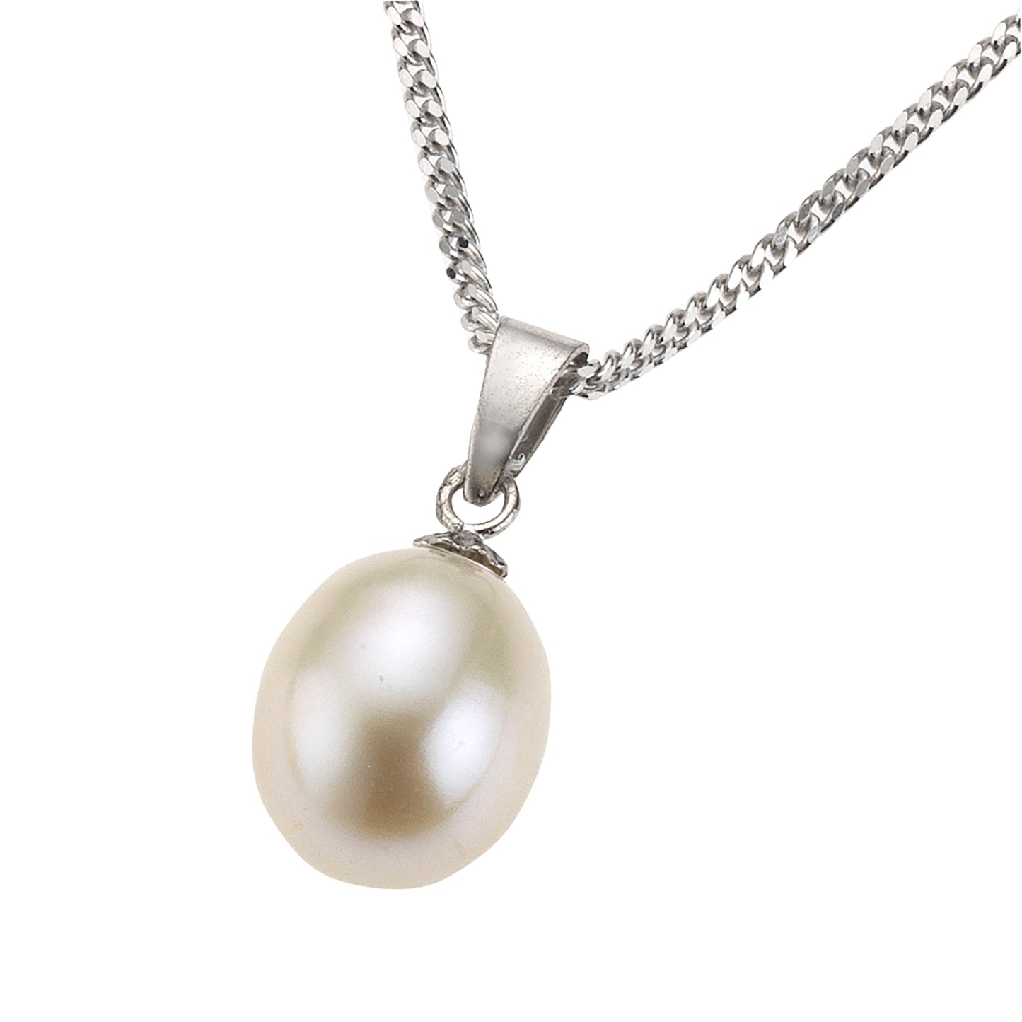 Halskette Ankerkette 925er Sterling Silber 45cm Perle