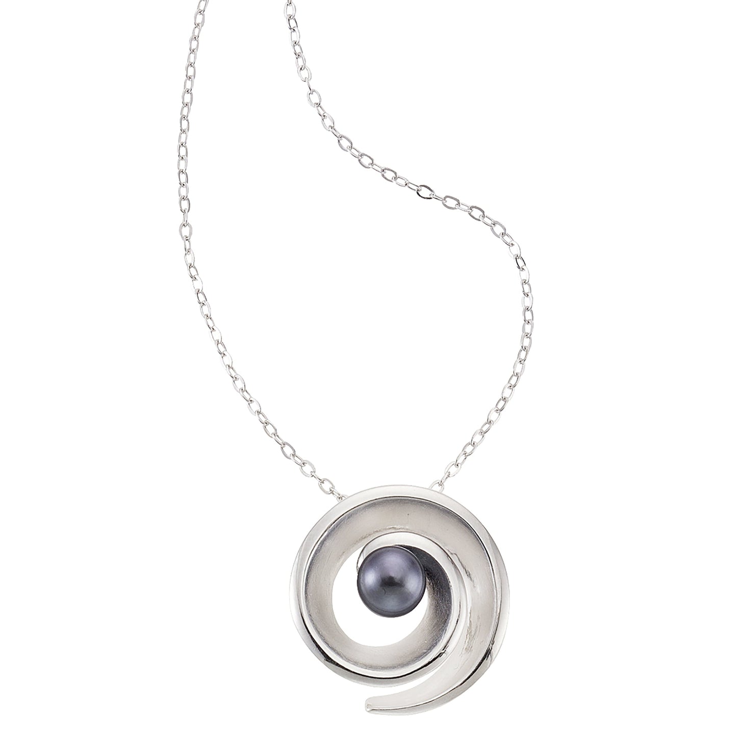 Halskette Ankerkette 925/- Sterling Silber rhodiniert 45cm Perle