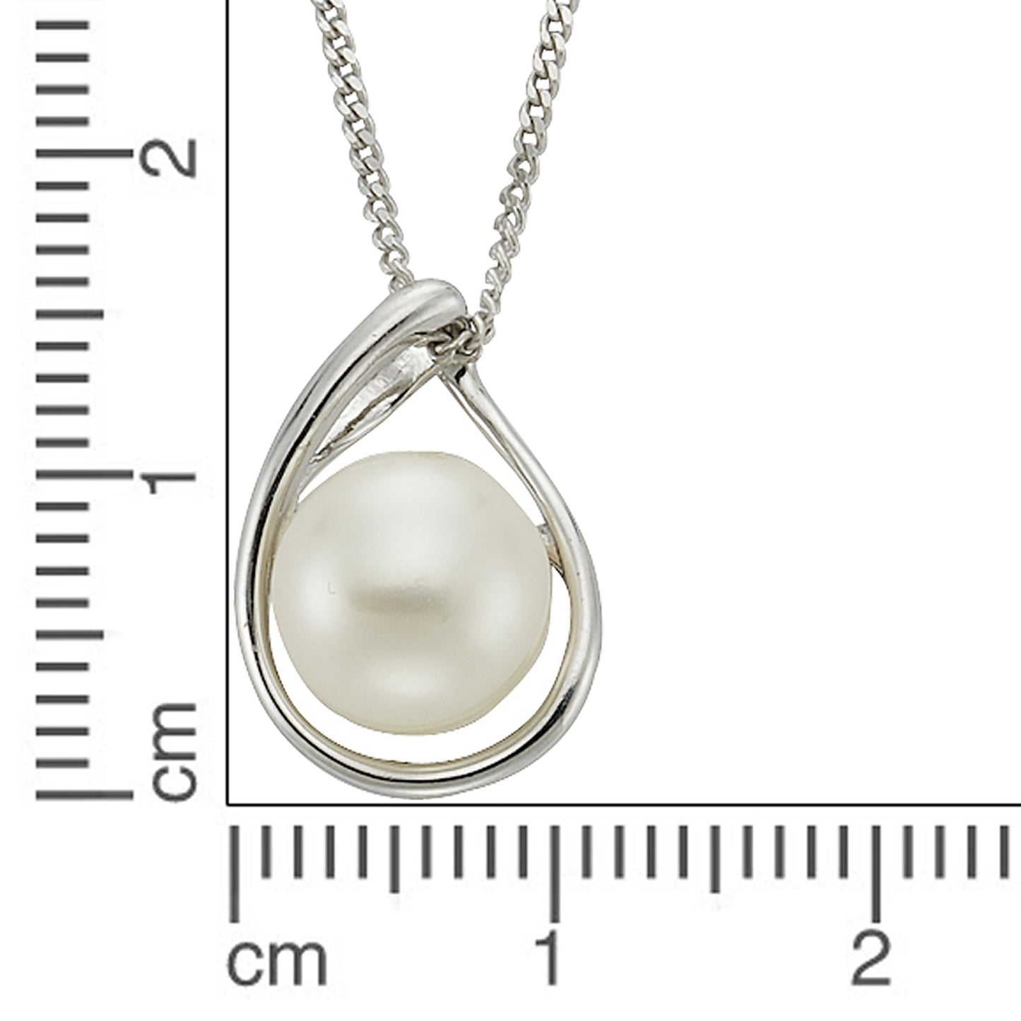 Halskette Panzerkette 925/- Sterling Silber rhodiniert 45cm Perle