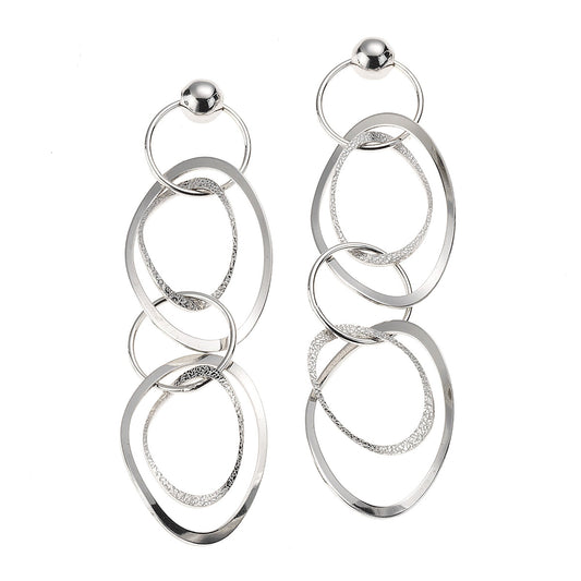Zeeme Silver - Damen-Ohrringe hängend aus Silber 925 rhodiniert 60mm lang