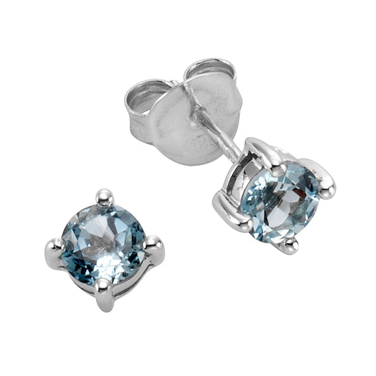 Zeeme Gemstones - Damen-Ohrstecker aus 925 Sterling Silber rhodiniert mit Blautopas (beh.) 5mm