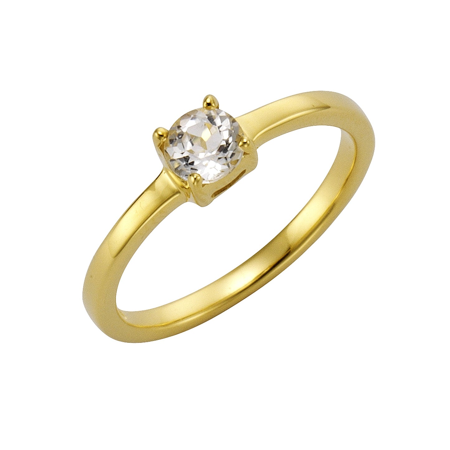 ZEEme Jewelry - Damen Ring 925/- Sterling Silber vergoldet Weißtopas 5mm