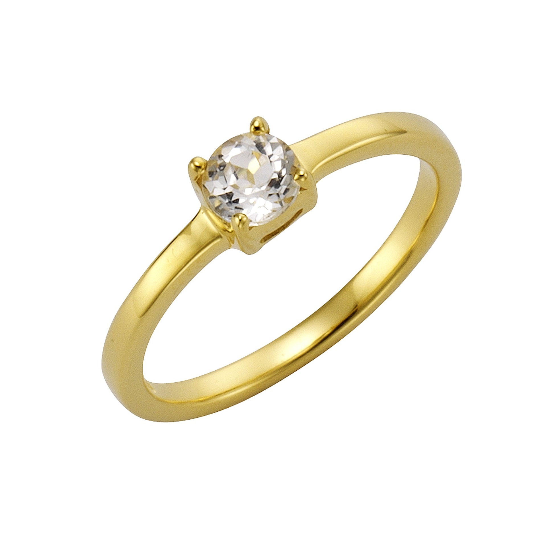 ZEEme Jewelry - Damen Ring 925/- Sterling Silber vergoldet Weißtopas 5mm