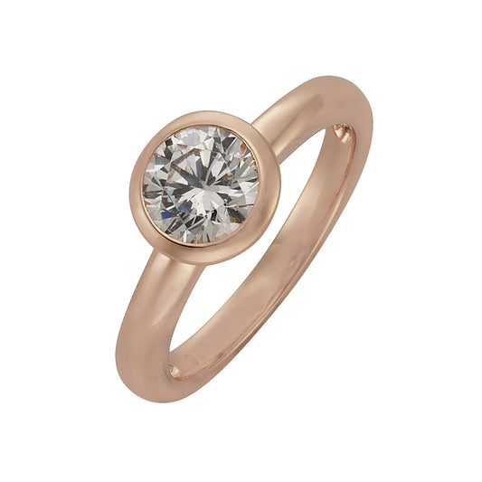 Zeeme Silver - Ring 925 Sterling Silber rot vergoldet Zirkonia weiß