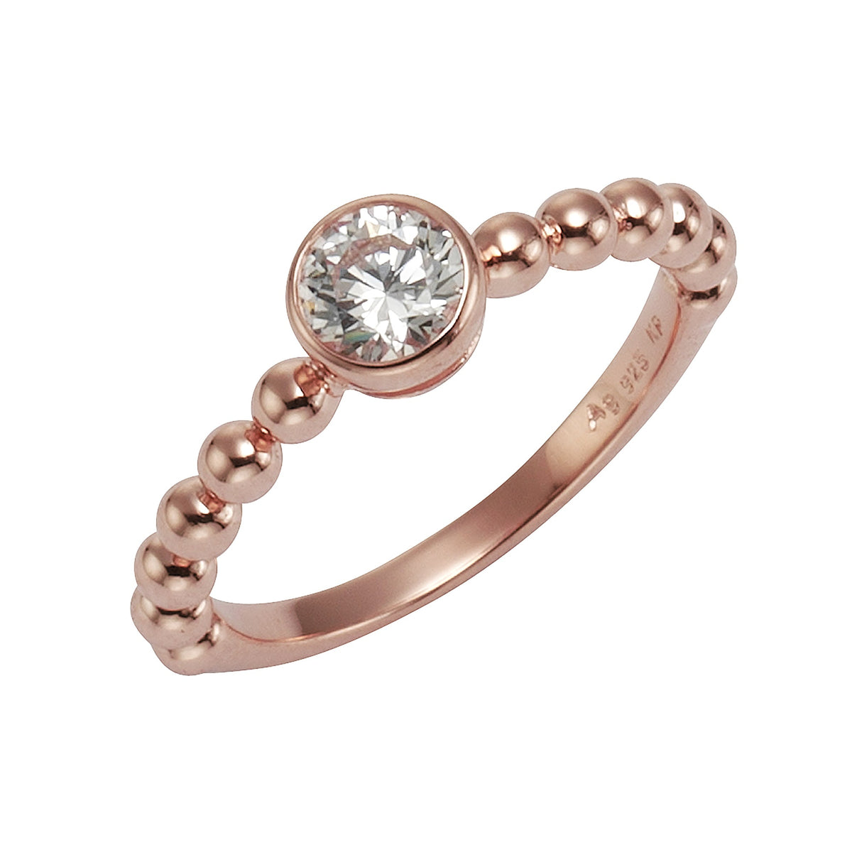 ZEEme Silver - Ring 925 Silber rosé vergoldet Zirkonia weiß