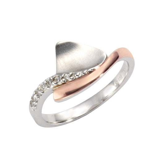 Zeeme Silver - Damen-Ring aus 925 Sterling Silber zweifarbig mit Zirkonia weiß