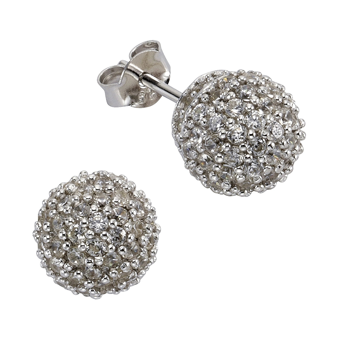Ohrstecker 925/- Sterling Silber rhodiniert 0,9cm Zirkonia