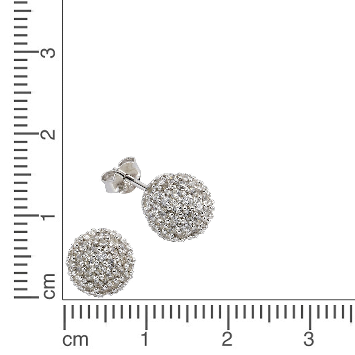 Ohrstecker 925/- Sterling Silber rhodiniert 0,9cm Zirkonia