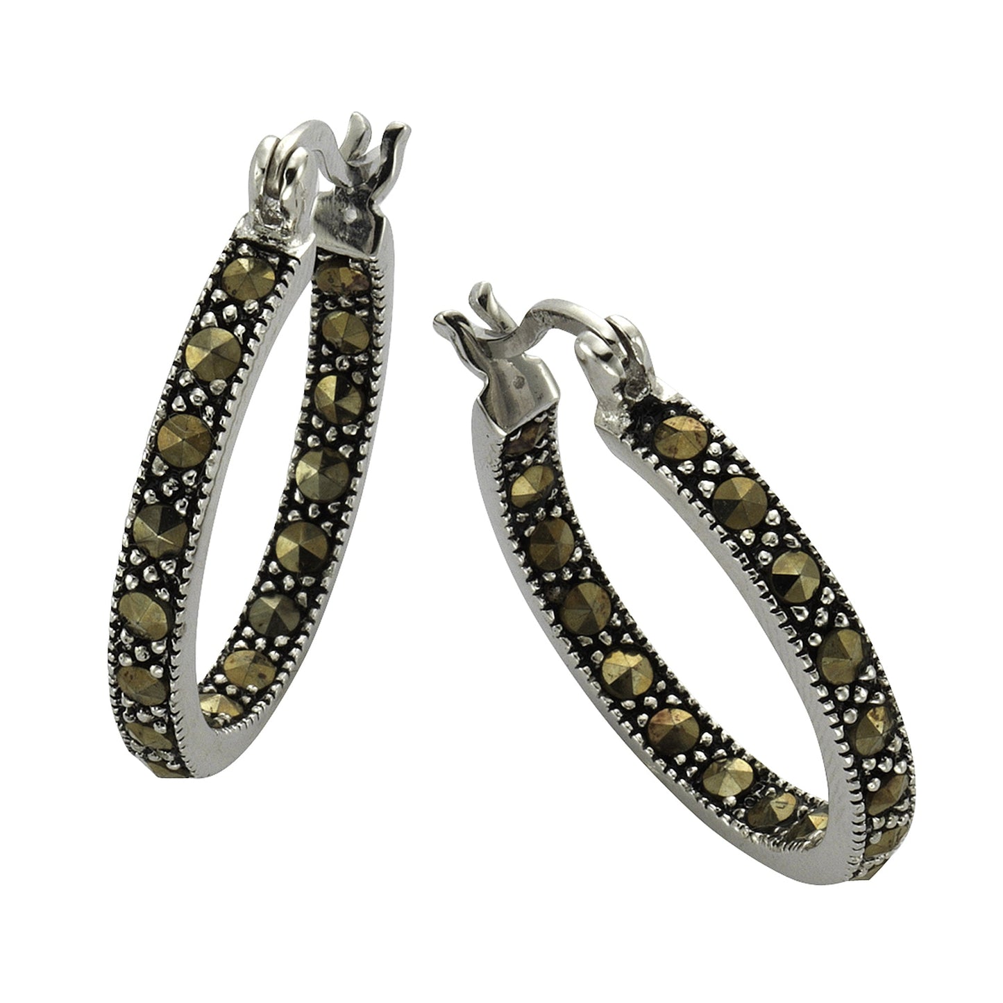 Ohrringe 925/- Sterling Silber rhodiniert 2,3cm Markasit