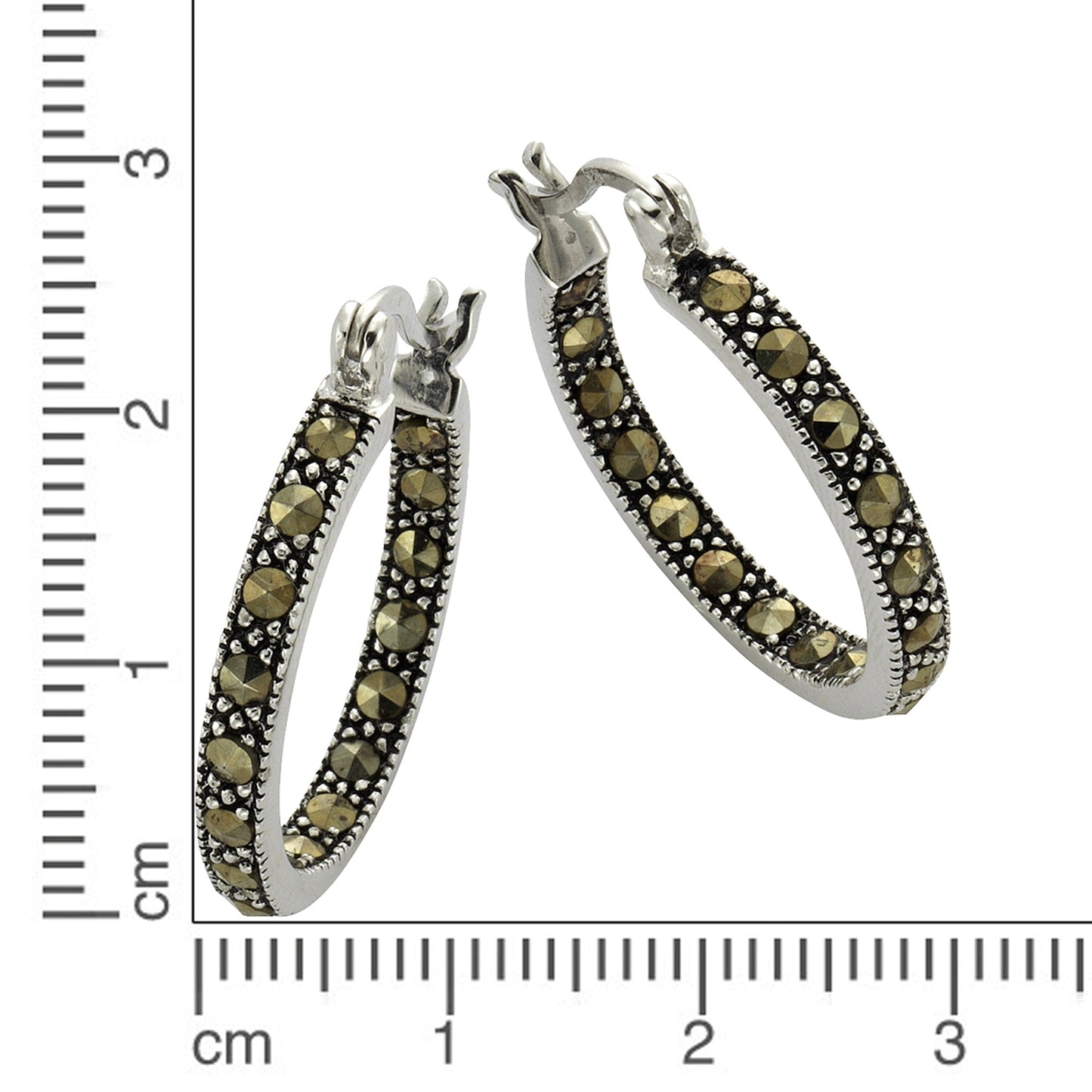 Ohrringe 925/- Sterling Silber rhodiniert 2,3cm Markasit