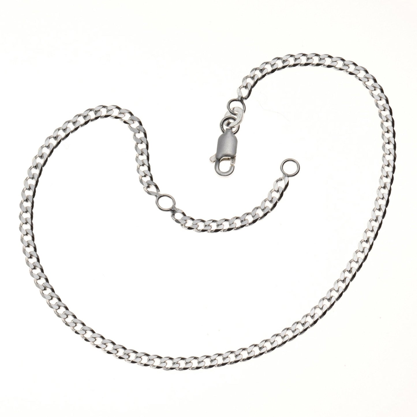 Fußkette Flachpanzerkette 925/- Sterling Silber 26,0cm ohne