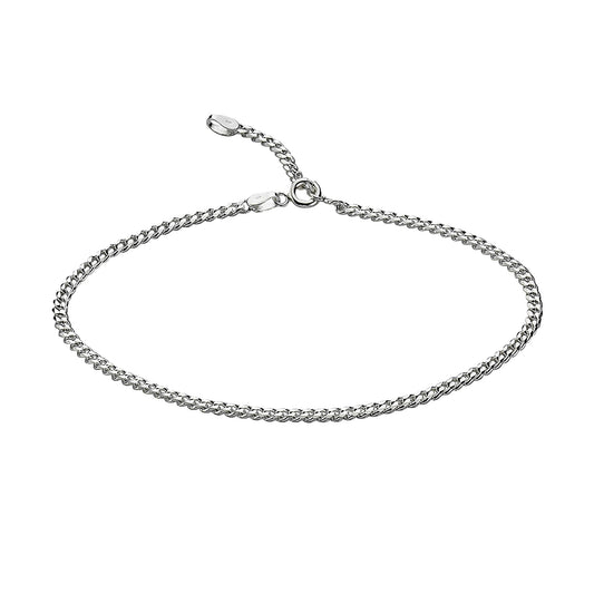 Fußkette Flachpanzerkette 925/- Sterling Silber 26,0cm ohne