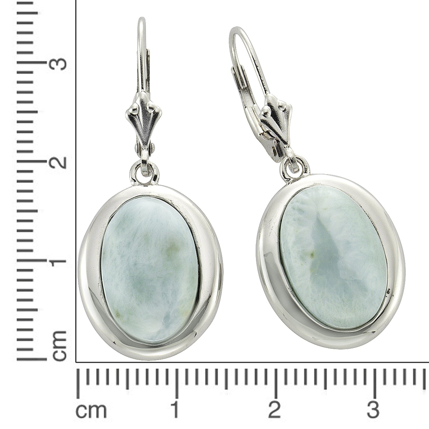 Ohrringe 925/- Sterling Silber rhodiniert 3,4cm Larimar