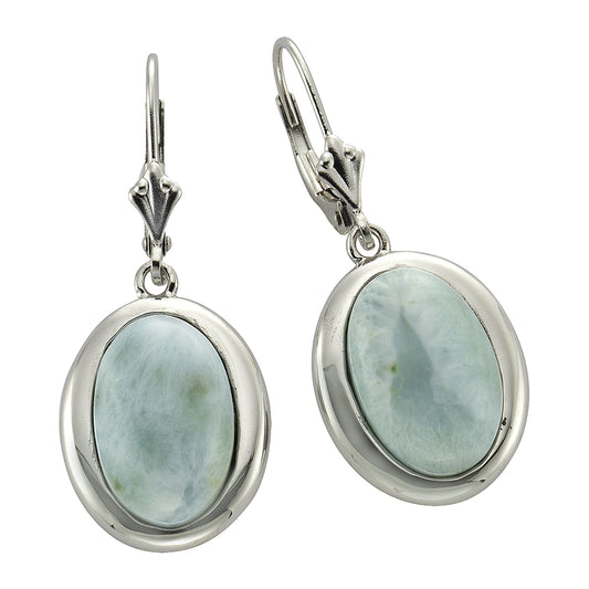 Zeeme Gemstones - Damen-Ohrhänger aus 925 Sterling Silber rhodiniert mit 2x Larimar 14x10mm