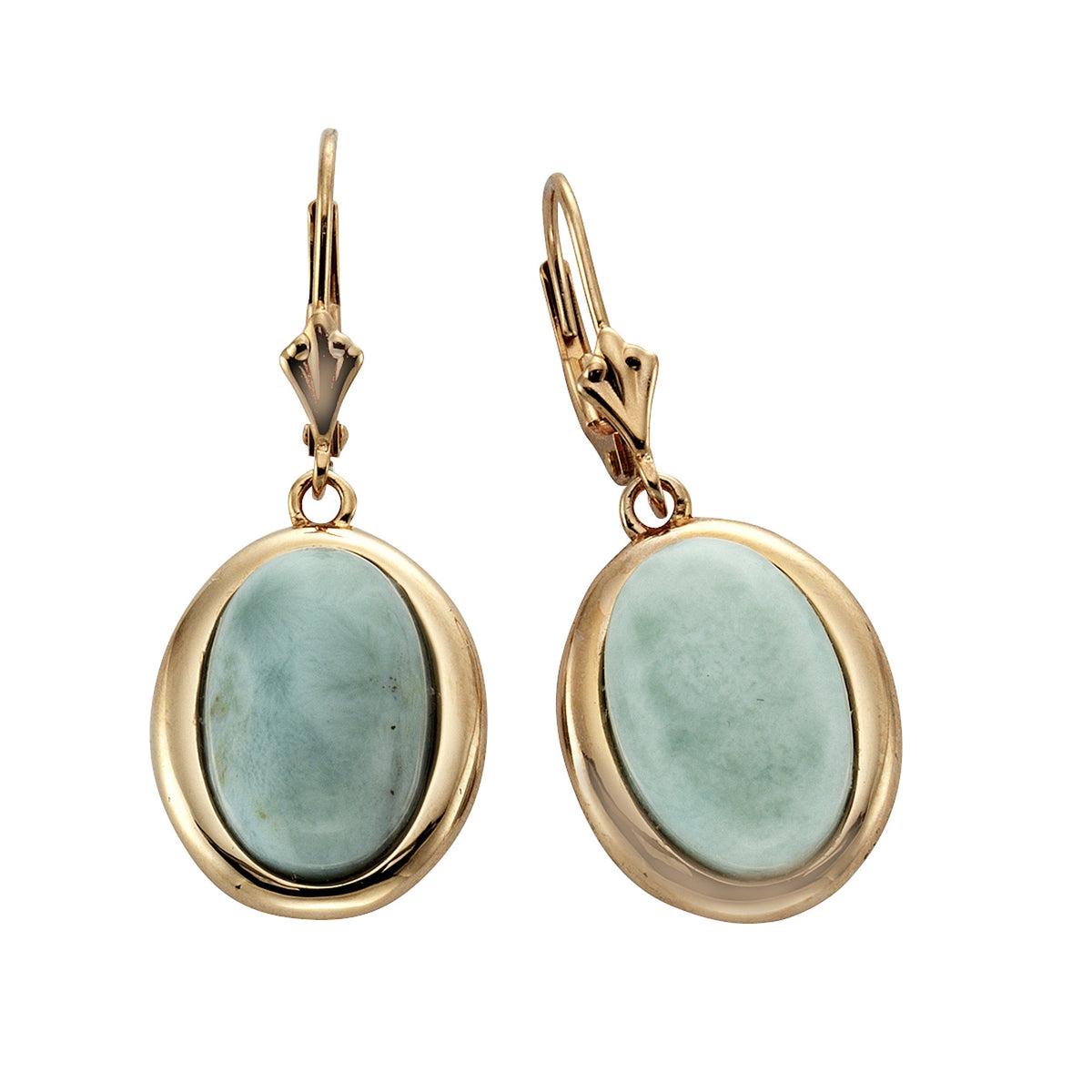 Ohrhänger 925/- Sterling Silber rotvergoldet 3,4cm Larimar