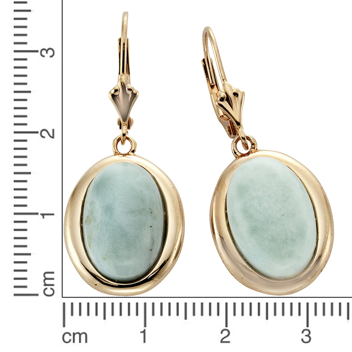 Ohrhänger 925/- Sterling Silber rotvergoldet 3,4cm Larimar