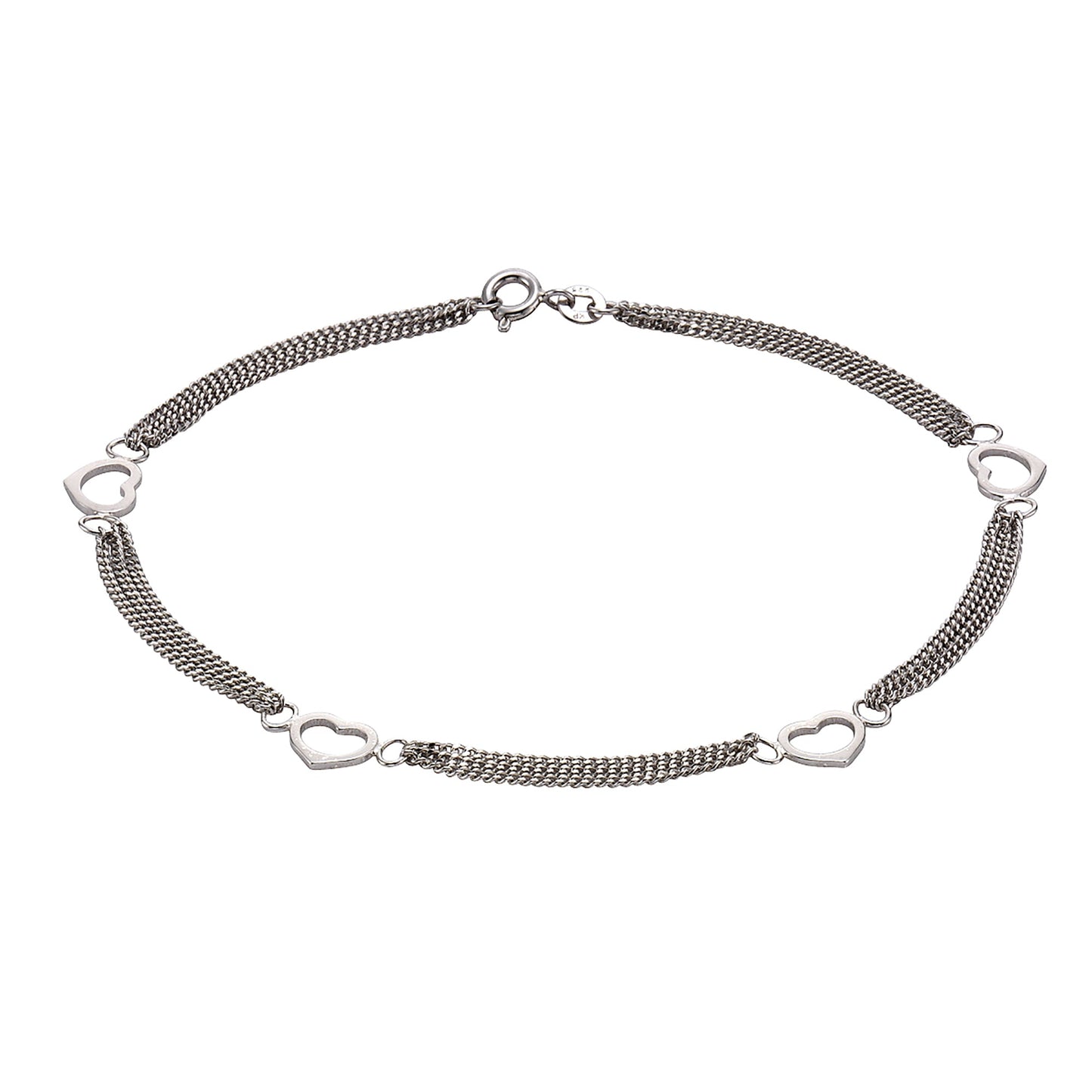 Fußkette Flachpanzerkette 925/- Sterling Silber rhodiniert 25cm ohne