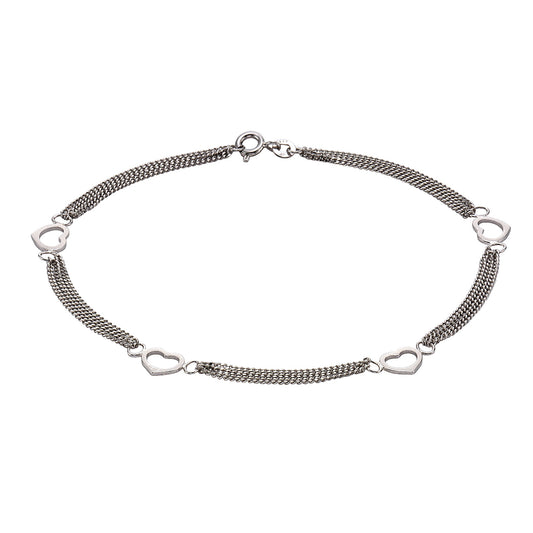 Fußkette Flachpanzerkette 925/- Sterling Silber rhodiniert 25cm ohne