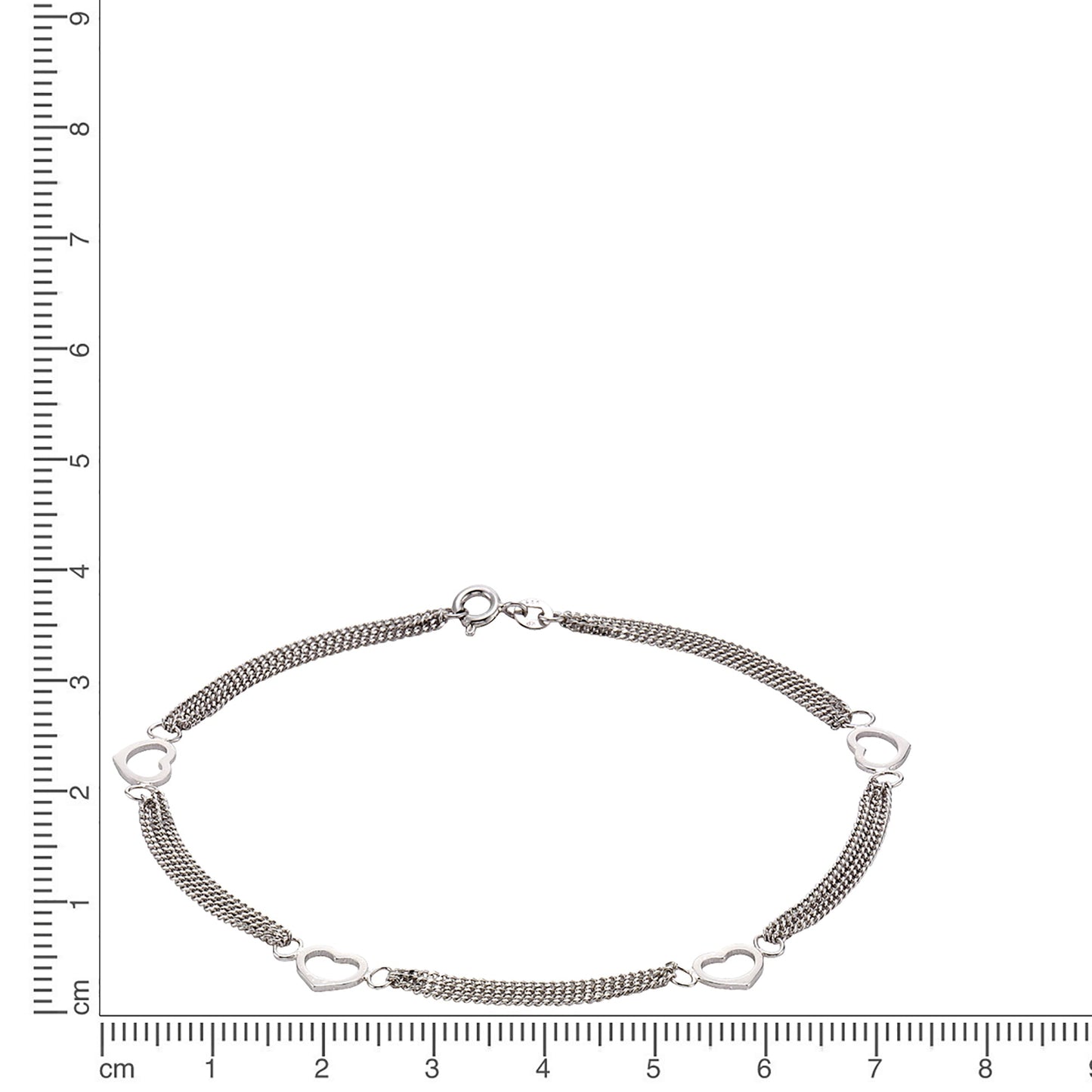 Fußkette Flachpanzerkette 925/- Sterling Silber rhodiniert 25cm ohne