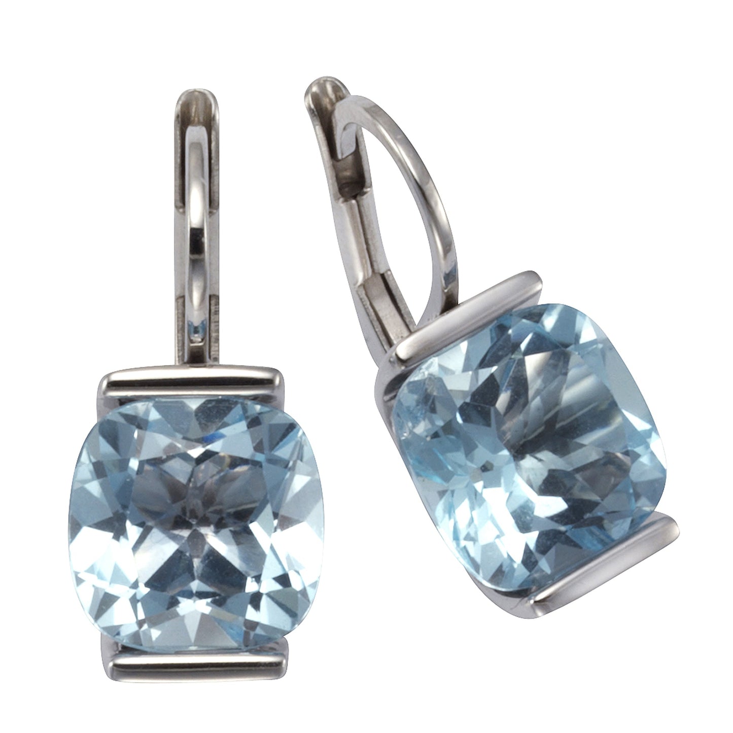 Ohrringe 925/- Sterling Silber rhodiniert 2,2cm Blautopas beh.