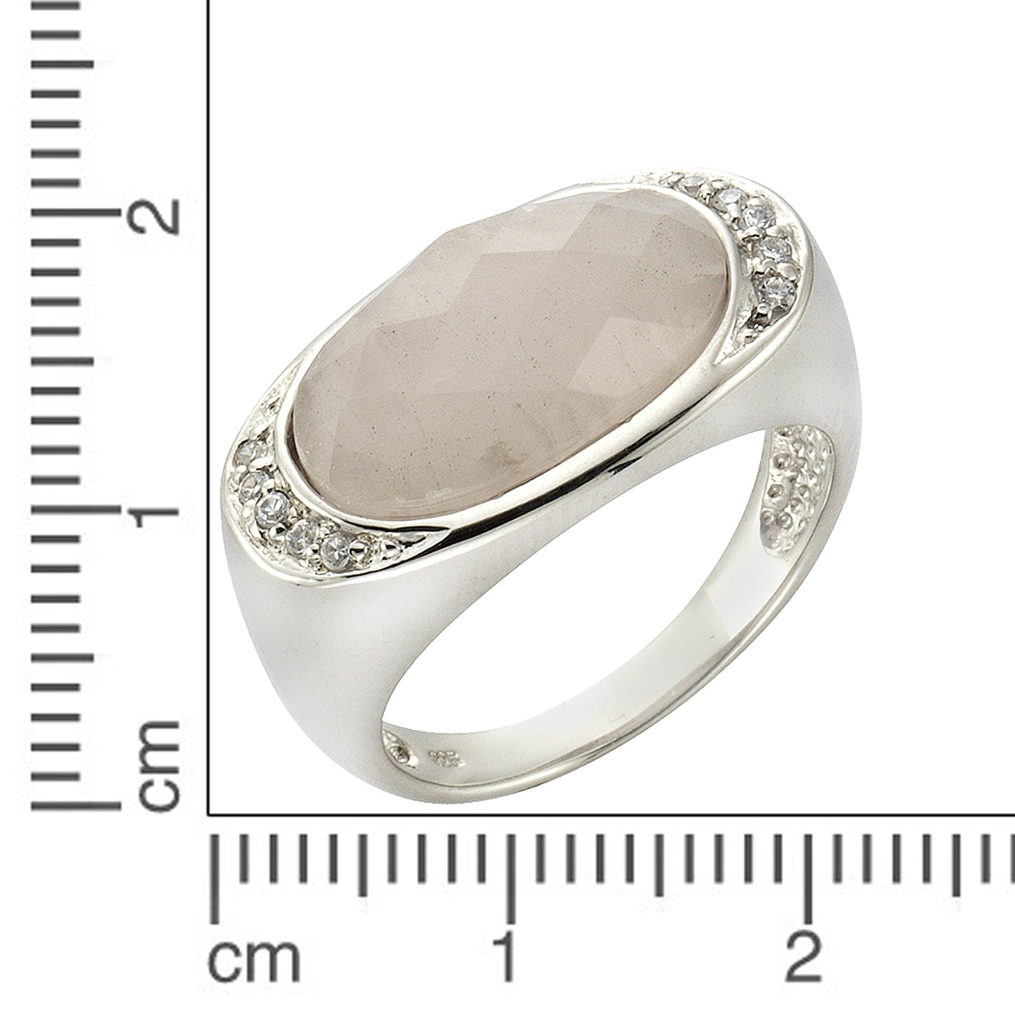 Ring 925/- Sterling Silber rhodiniert Rosenquarz