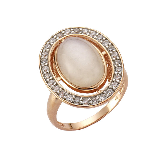 Zeeme Gemstones - Damen-Ring aus 925 Sterling Silber rosé-vergoldet mit echtem Mondstein und Zirkonia