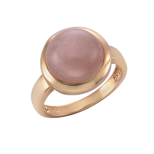 Zeeme Gemstones - Damen-Ring aus 925 Sterling Silber rosé-vergoldet mit echtem Rosenquarz 12mm